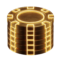 Neon-goldener Poker-Chip-Stapel als Icon f&uuml;r Roby Casino Poker Varianten