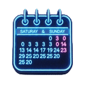 Neon-blaues Kalender-Icon mit Wochenend-Highlight f&uuml;r den Roby Casino Wochenend-Reload-Bonus
