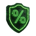 Neon-gr&uuml;nes Cashback-Schild-Gutschein-Icon f&uuml;r den Roby Casino Coin-Shop