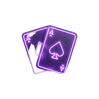 Neon-violettes Baccarat-Kartenpaar als Icon f&uuml;r Roby Casino Baccarat Varianten