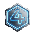 Silberne hexagonale VIP-Anstecknadel mit neon-blauem Gl&uuml;hen f&uuml;r Roby Casino VIP Level 2