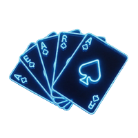 Neon-blauer Blackjack-Kartenf&auml;cher als Icon f&uuml;r Roby Casino Blackjack Varianten