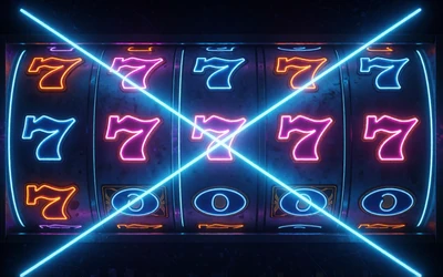 Multi-Payline-Slot mit kreuzenden neon-blauen Linien &uuml;ber leuchtenden Walzen f&uuml;r Roby Casino Multiple Payline Slots